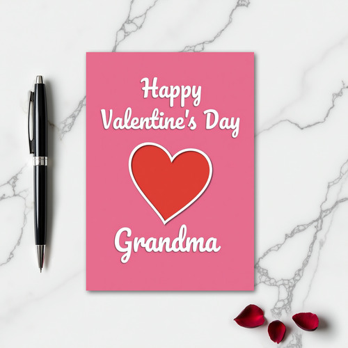 Pink Heart Valentines Grandma Card