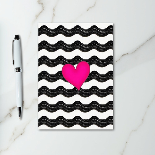 Pink Heart Wavy Lines Card