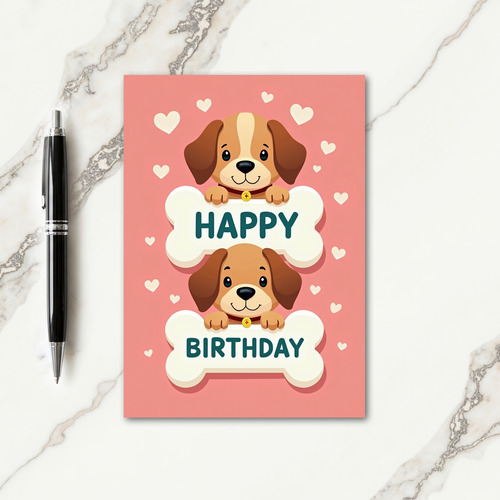 Pink Hearts Birthday Card