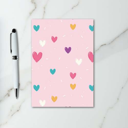 Pink Hearts Confetti Card