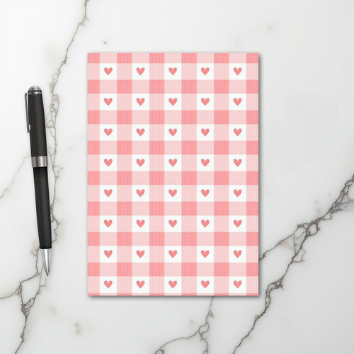 Pink Hearts Gingham Love Card