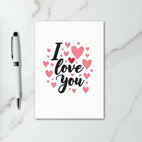 Pink Hearts I Love You Card