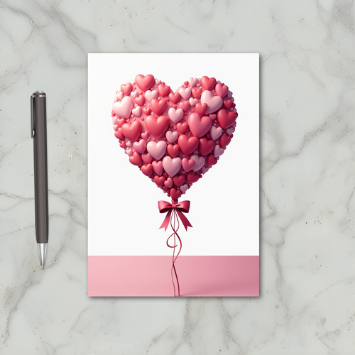 Pink Hearts Love Balloon Card