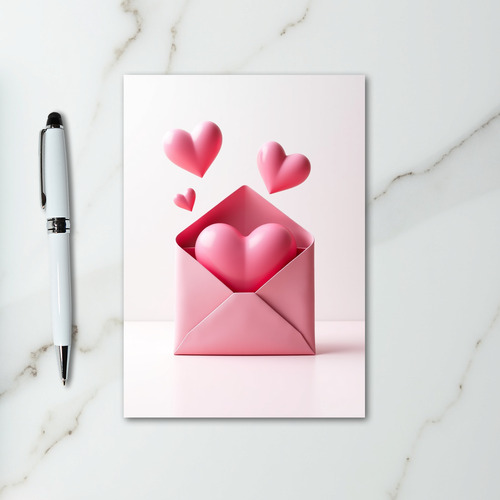 Pink Hearts Love Message Card