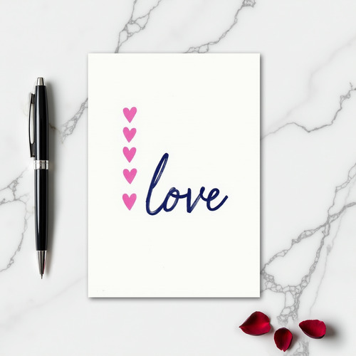 Pink Hearts Love Simple Card