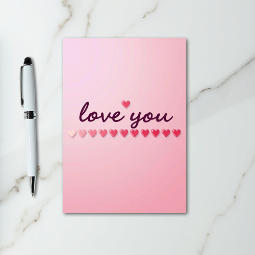 Pink Hearts Love You Greeting Card