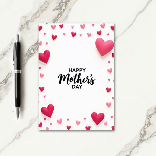 Pink Hearts Mothers Day Card