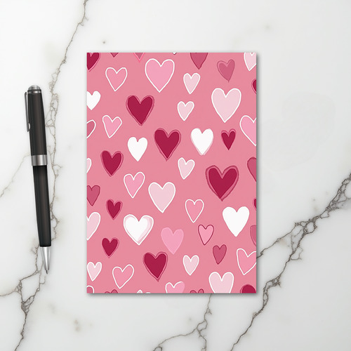 Pink Hearts Valentine Card
