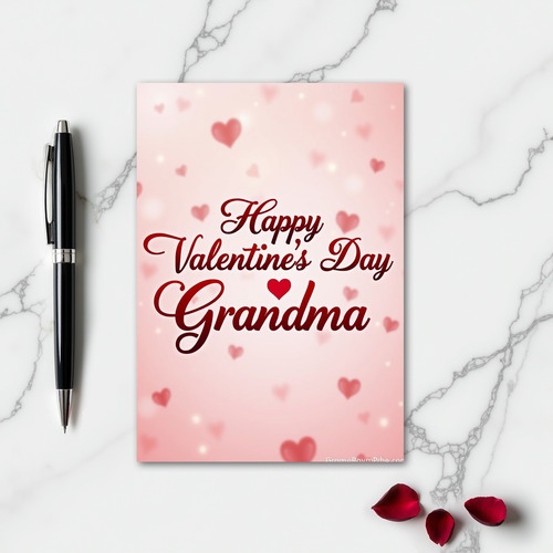 Pink Hearts Valentines Day Grandma Card
