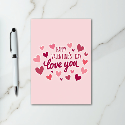 Pink Hearts Valentines Day Love Card