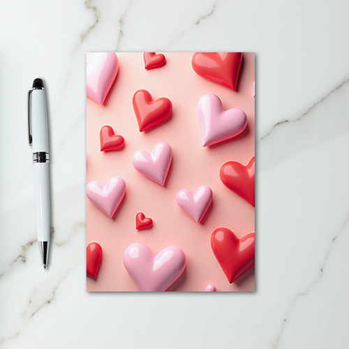 Pink Hearts Valentines For Her Card