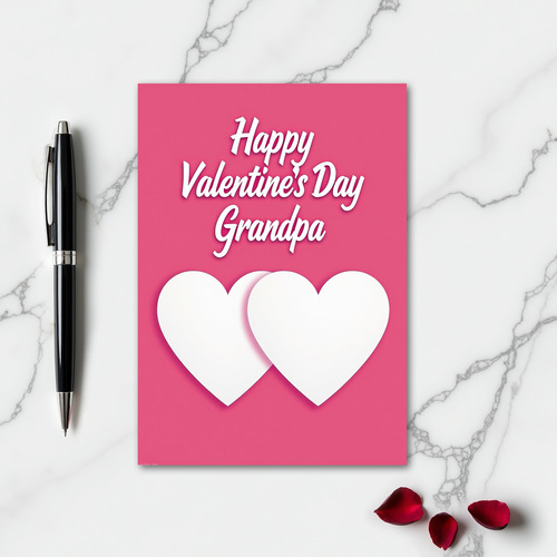 Pink Hearts Valentines Grandpa Card