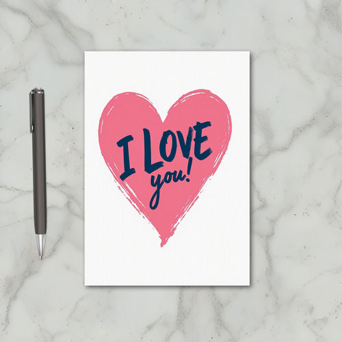 Pink I Love You Heart Card