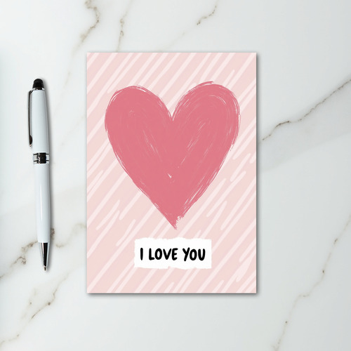 Pink I Love You Heart Valentines Card