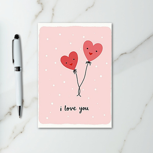 Pink I Love You Hearts Card