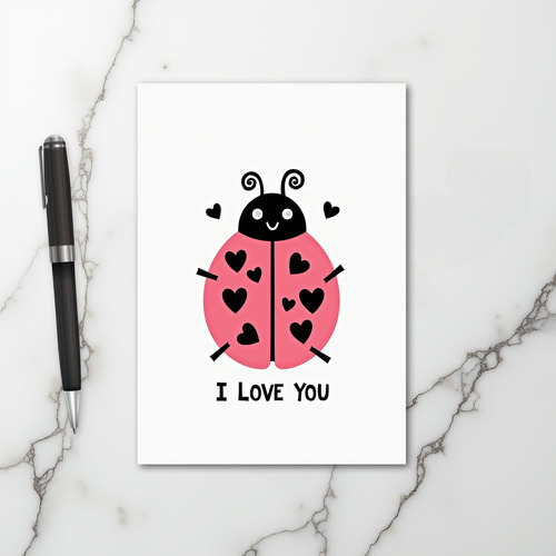 Pink I Love You Ladybug Card