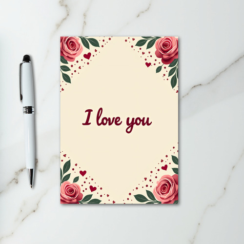 Pink I Love You Rose Card