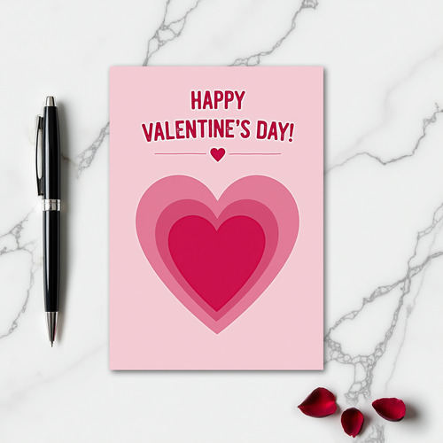 Pink Layered Heart Valentines Day Card