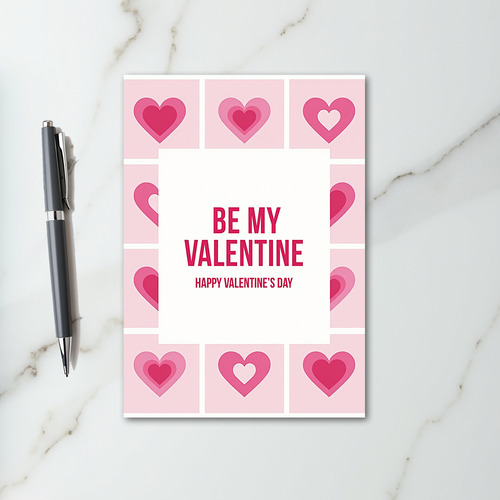 Pink Layered Hearts Valentine Card
