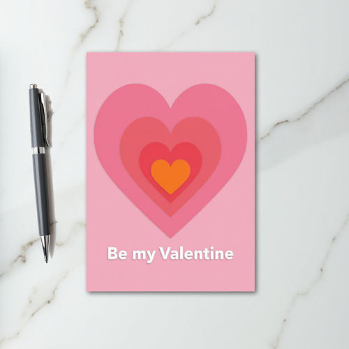 Pink Layered Hearts Valentines Card