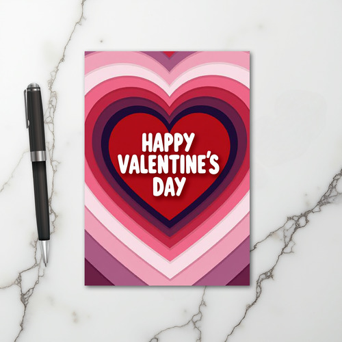 Pink Layered Hearts Valentines Day Card