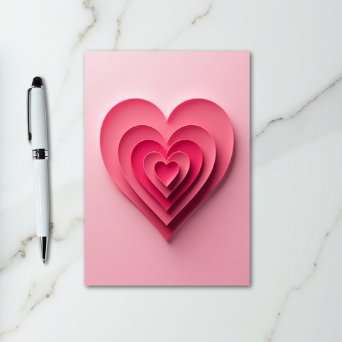 Pink Layered Love Heart Card