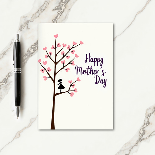 Pink Leaves Mothers Day Card