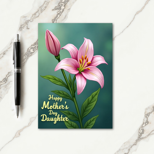 Pink Lily Mothers Day Bloom Card