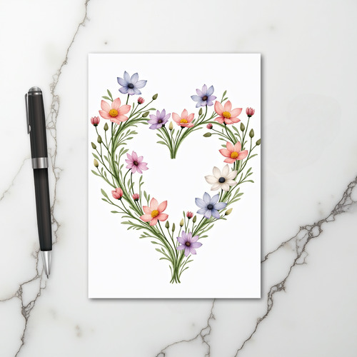 Pink Love Floral Heart Card