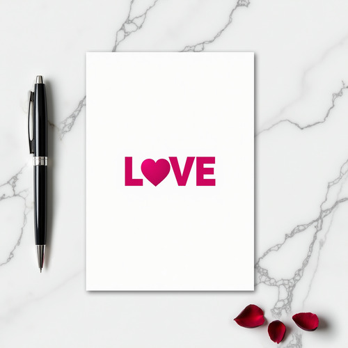 Pink Love Heart Minimalist Card