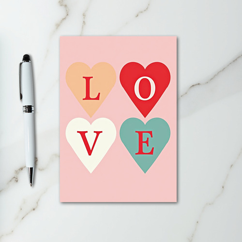 Pink Love Hearts Valentine For Her Card