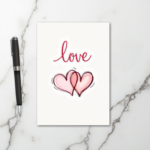 Pink Love Hearts Valentines Card