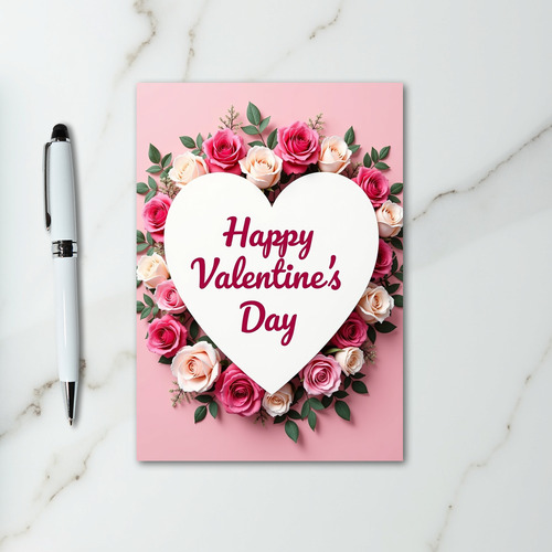 Pink Love Valentines Day Floral Card