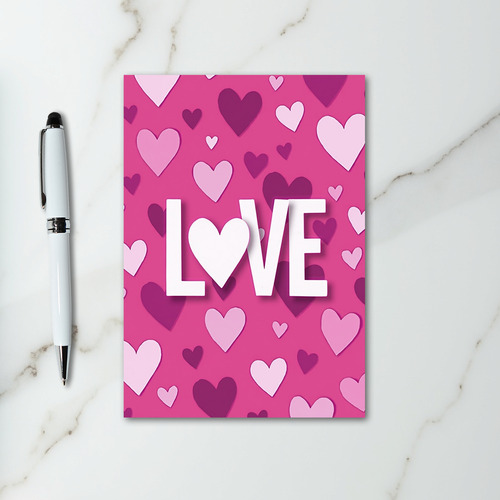 Pink Love Valentines Day Paper Card