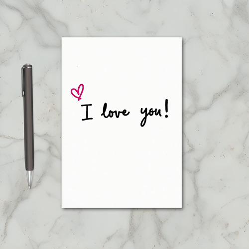 Pink Love You Handwritten Script Card