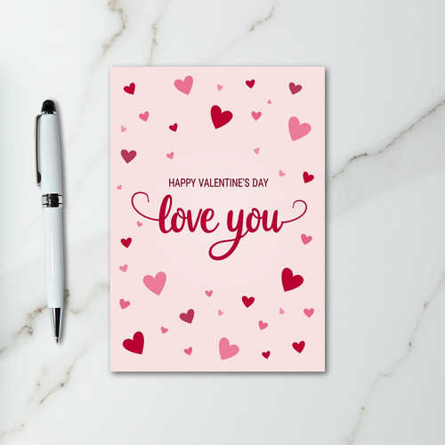 Pink Love You Hearts Valentines Day Card