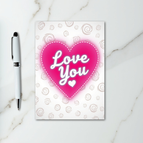 Pink Love You Roses Heart Card