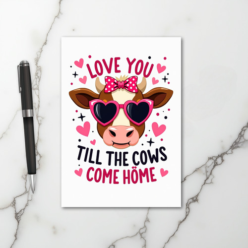 Pink Love You Till Cows Come Home Card