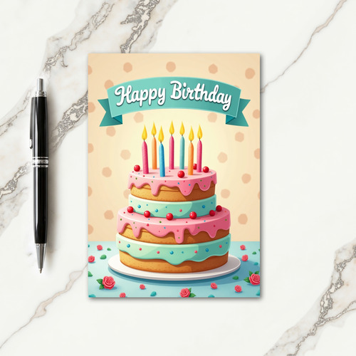 Pink Mint Birthday Card
