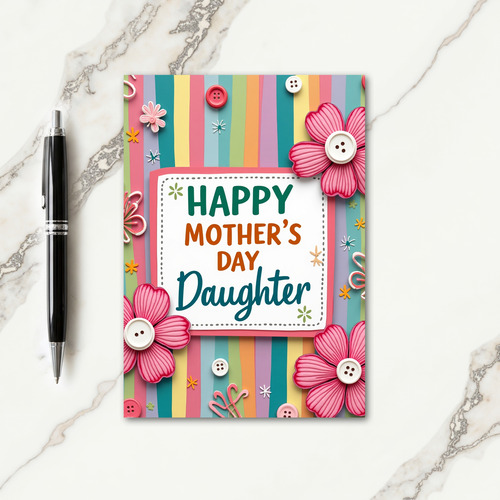 Pink Mothers Day Buttons Card