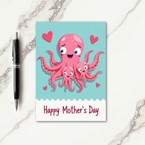 Pink Octopus Mothers Day Card