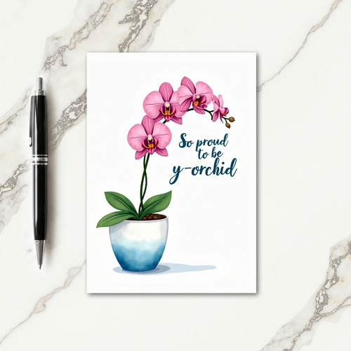 Pink Orchid Pride Floral Card