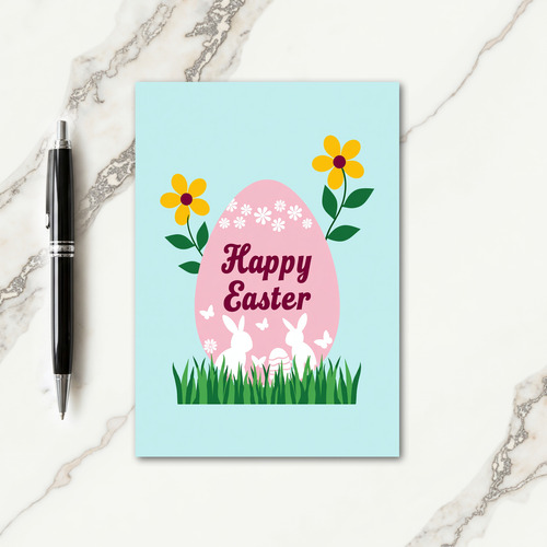 Pink Oval Happy Easter Card