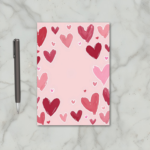 Pink Painted Hearts Card
