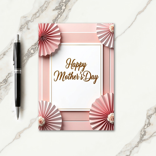Pink Paper Rosette Mothers Card