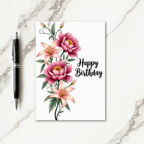 Pink Peony Birthday Card