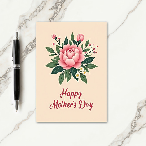 Pink Peony Mothers Day Bouquet Card