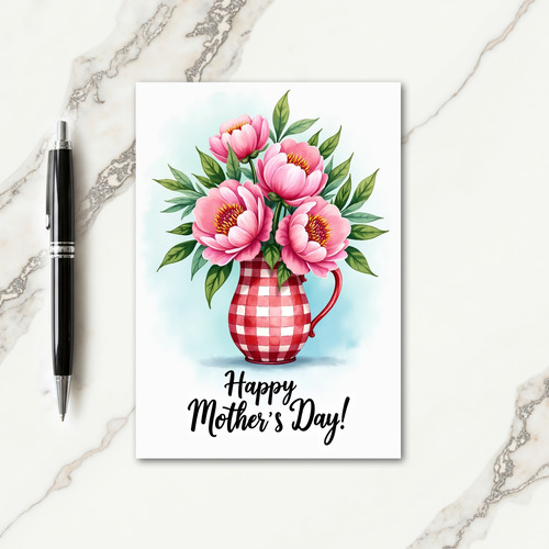 Pink Peony Mothers Day Card
