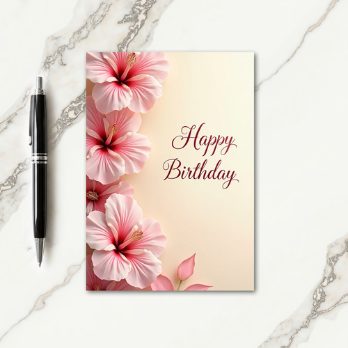 Pink Petal Birthday Card