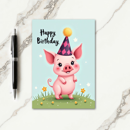 Pink Piglet Birthday Joy Card